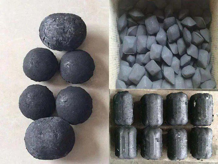 Boule de charbon de différentes formes